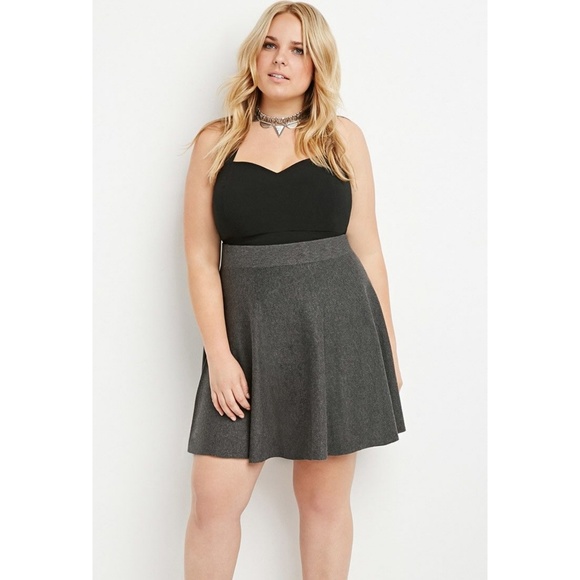 plus size grey skater skirt